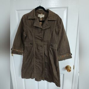 Brown Pinstripe Women's Trench Coat